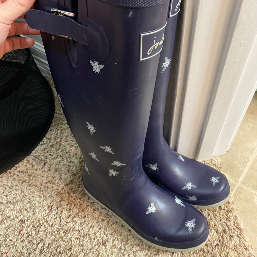 Joules rain boots.